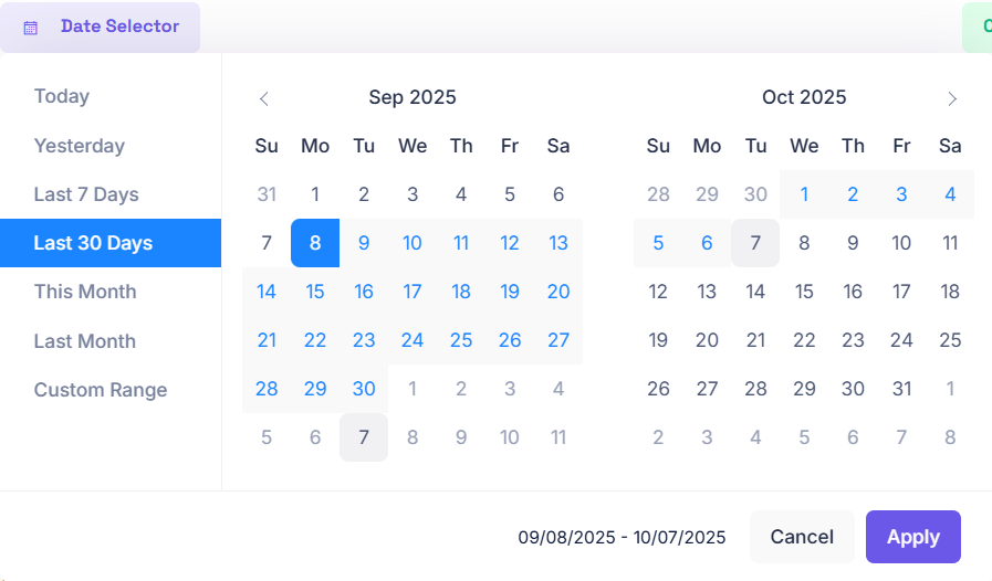 Activities timeline controls